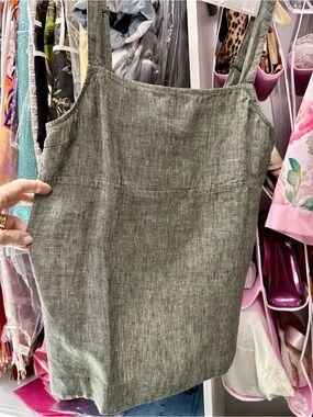 Athleta Olive Cropped Linen-Blend Jumpsuit